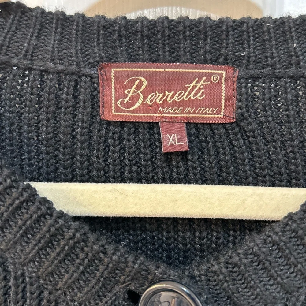 Berretti Merino Wool‎ Infused Cardigan Sweater XL Italy Crochet Cuff Cottagecore